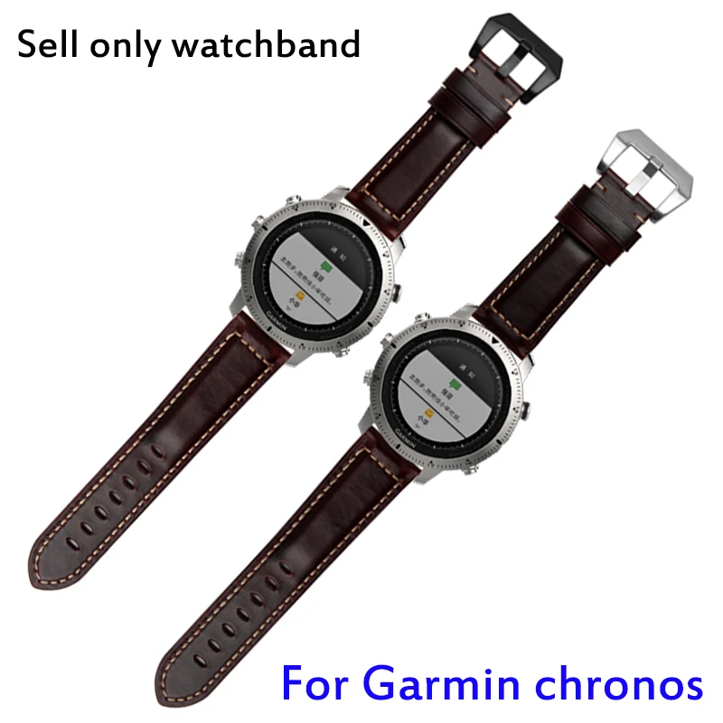 

Quality genuine leather watch band 22mm brown simple bracelet quick release for Garmin Fenix chronos