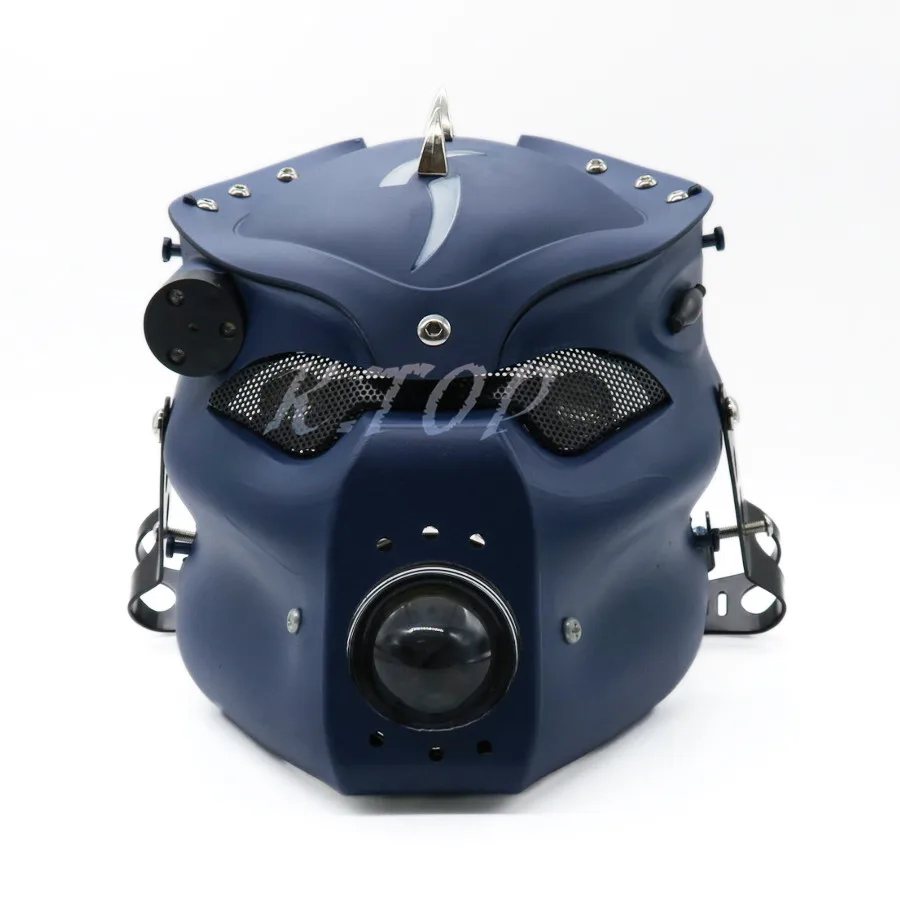 

ZORBYZ 28-43mm Universal Motorcycle Head Light LED Blue Skull Headlight Fork Mount Bracket Lamp