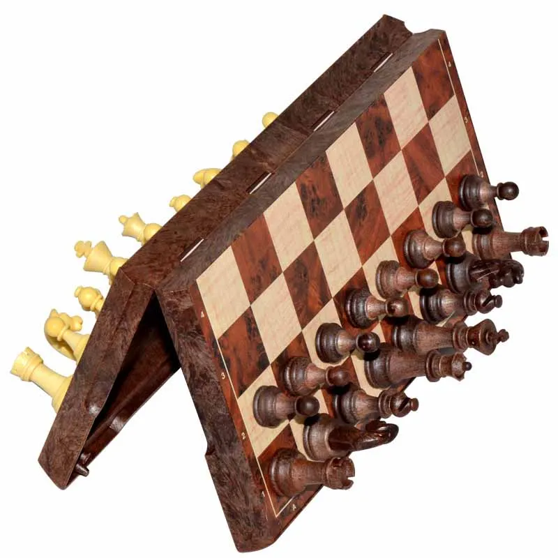 

Wooden Backgammon Set Children standard Magnetic international Chess Checker games Toy