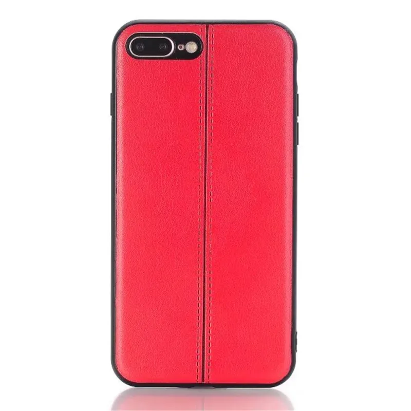5 warna bisnis PU handphone kasus Untuk Apple iphone X 8 7 6 penuh fit polos garis tengah kasus Untuk iphone 6 s 7 ditambah 8 ditambah penutup
