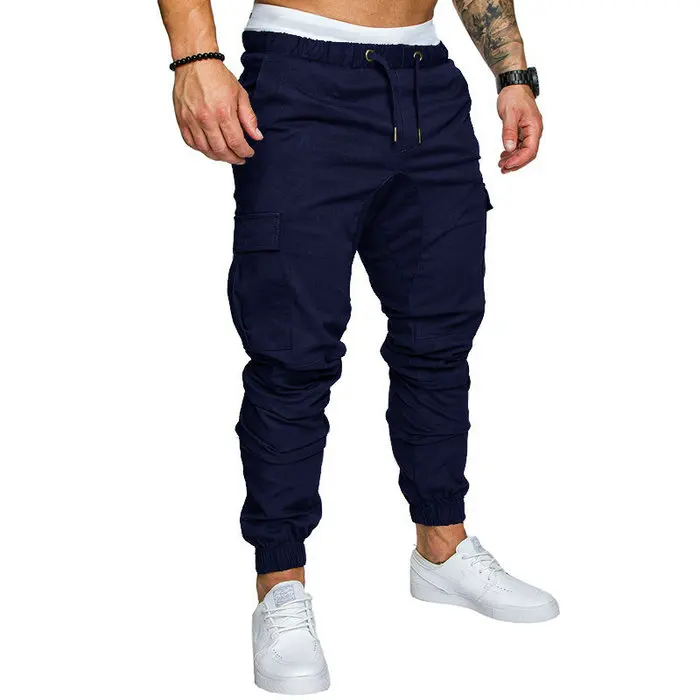 Осенние мужские брюки хип-хоп шаровары, штаны для бега брюки 2018 Новые мужские брюки для бега твердые мульти-карманные брюки тренировочные