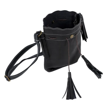 

Women bag Tassel fashion bucket bag Matte leather patchwork women shoulder bag messenger bag women handbag black