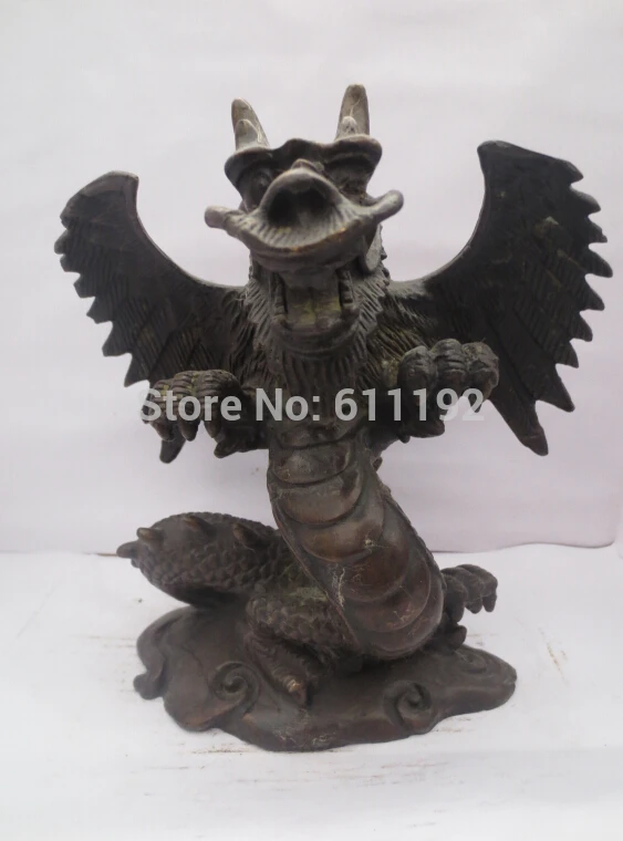 

Antique Home FengShui decoration exorcism statue Metal crafts, Copper Winged dragon sculpture