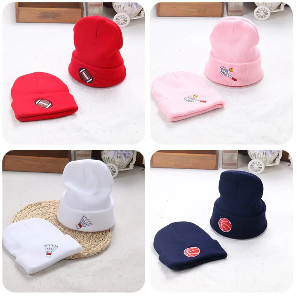 Детские шапочки с вышивкой Skullies Beanie для мальчиков и девочек, детские вязаные зимние шляпы высокого качества, унисекс, повседневная