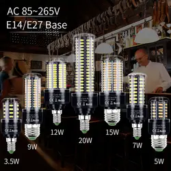 E14 светодиодный кукурузная лампа 220 В ампулы светодиодный светильник E27 лампочки SMD5736 без мерцания люстра в форме свечи светильник 28 40 72 108 132