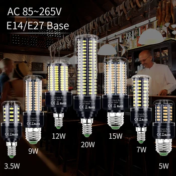 E14 LED Corn Bulb 220 V Ampul Led Lamp E27 Gloeilampen SMD5736 Geen Flikkeren Kroonluchter Kaars Licht 28 40 72 108 132 156 189 LEDs