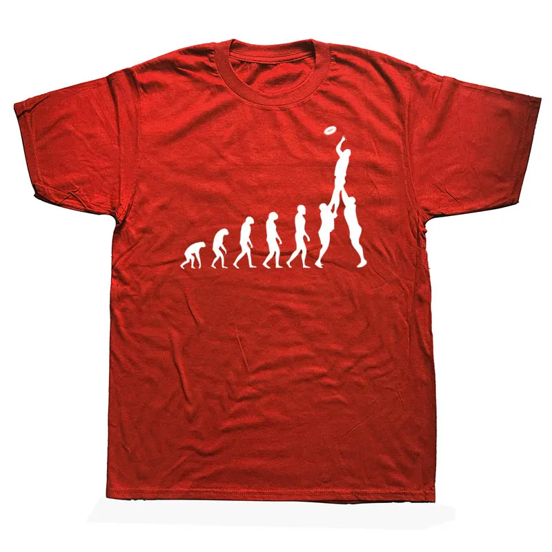 Регби Эволюция человека футболка забавные печатные футболки мужские короткий рукав хлопок мужские топы - Цвет: RED