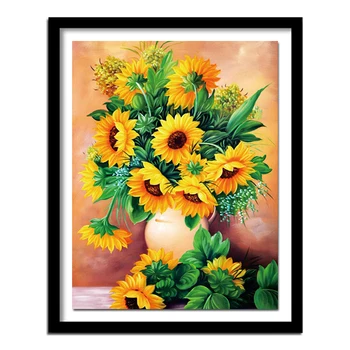 

Diamond Embroidery Flower Crafts Kit Full Round Rhinestone Diamond Painting Cross Stitch Sunflower Home Decor
