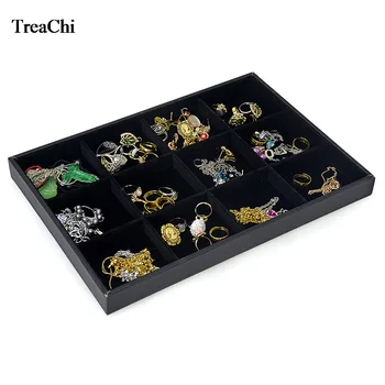 

Fine 12 Grid Jewelry Display Case Black Velvet Pendant Earring Display Box Velvet Bracelet Ring Storage Organizer Tray35*24*3cm