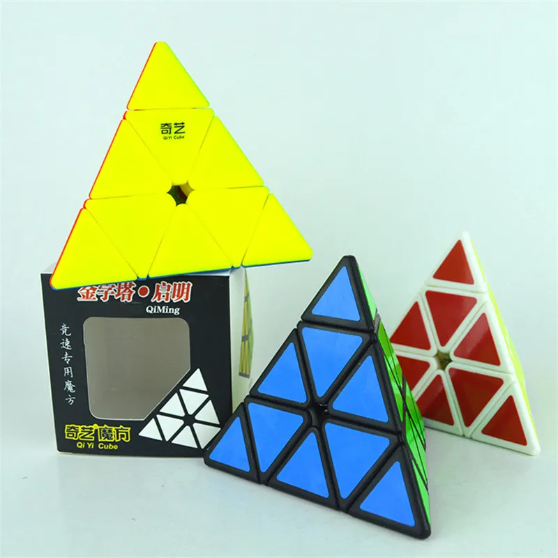 Qiyi 3*3*3 Пирамида скорость Кубик Рубика для профессионалов яркая Волшебная кубическая Мозаика Цветные наклейки куб обучающий игрушки для