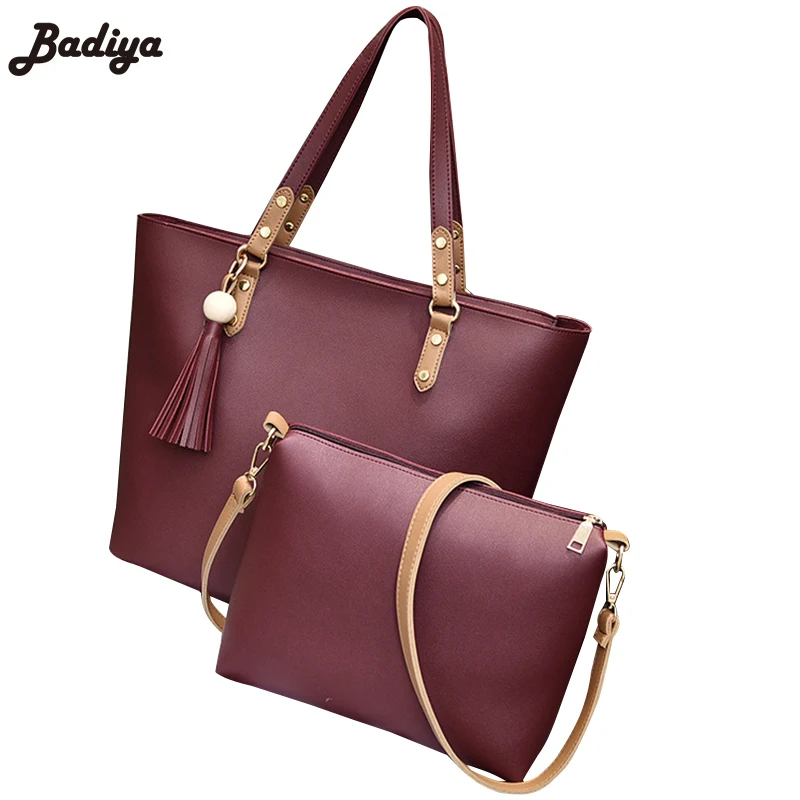 Lady New Handbag Composite Bag Casual Tote Solid Beading Charms Fringed Shoulder Bolsos Mujer ...