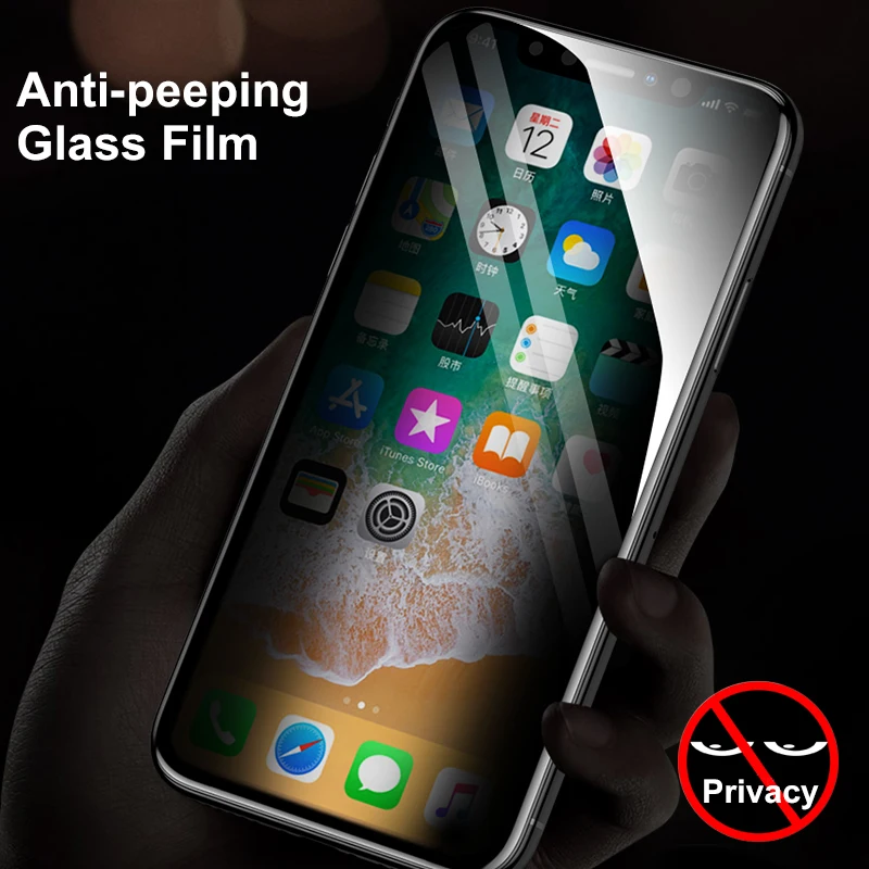 Защитное закаленное стекло для iPhone X 8 Plus 7 9 H твердость черный|Защитные стёкла и