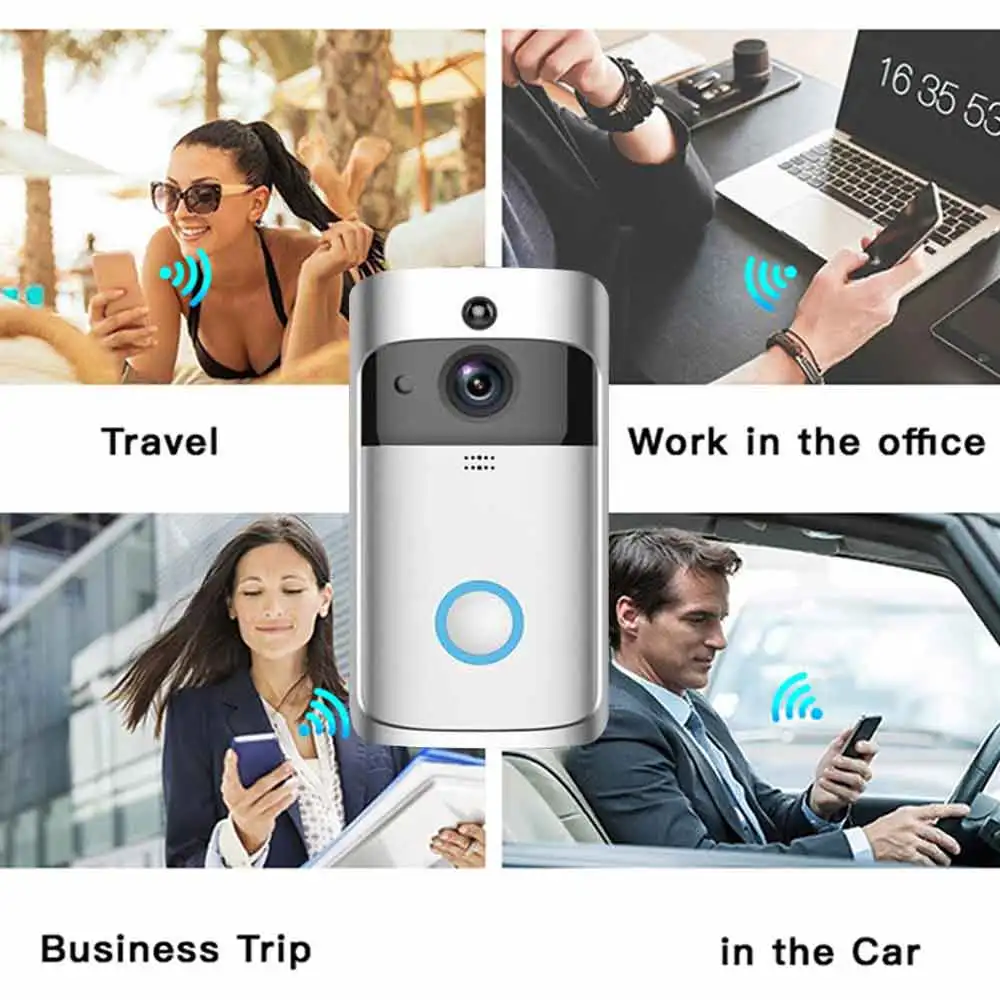 

ENKLOV Smart Wireless Wifi Security Doorbell 720P Intercom Video Doorbell Camera Infrared Night Vision Two-way Audio