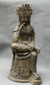 

USPS to USA S2069 17" Chinese Buddhism Bronze Seat Northern Wei Buddha Dynasty Thinking Statue