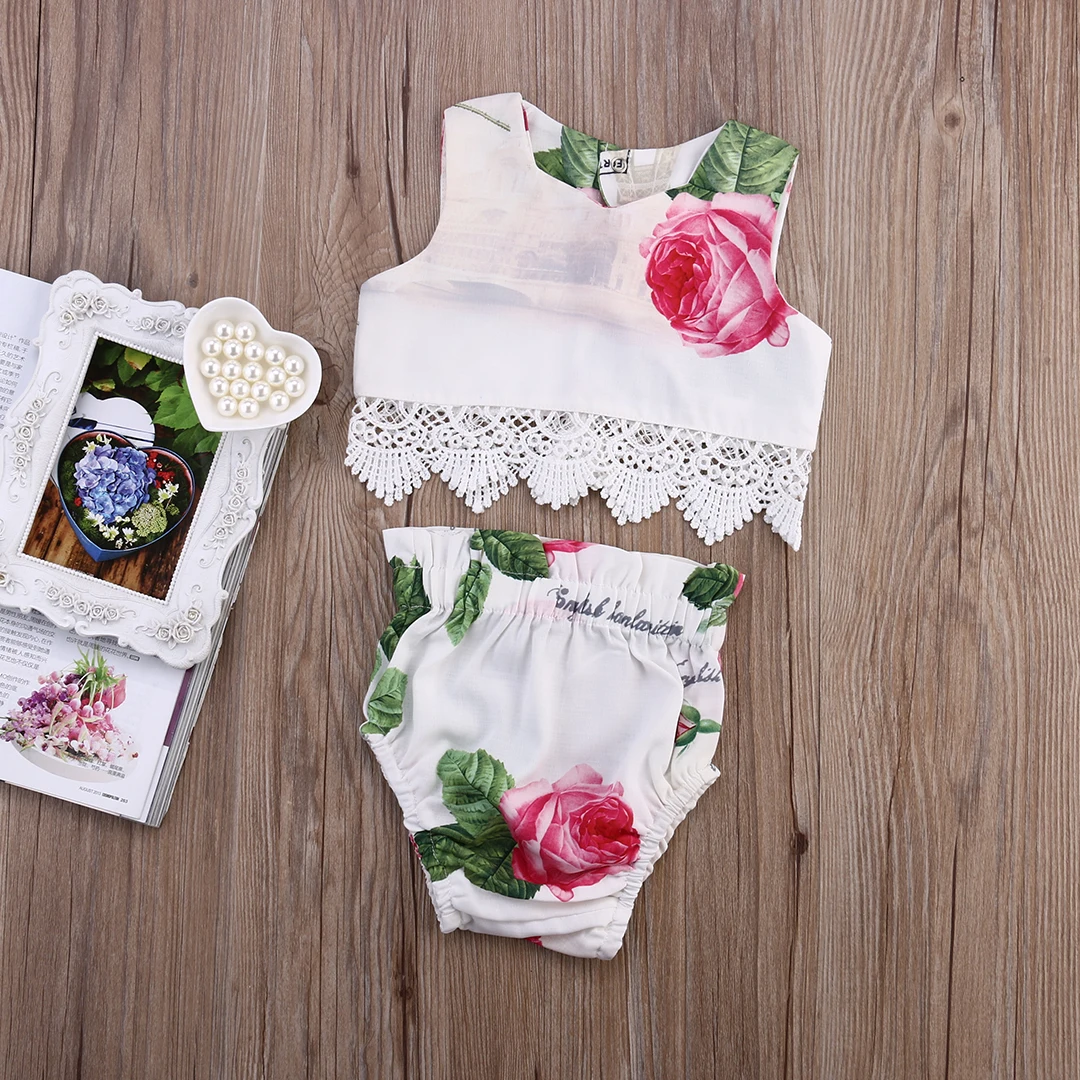 

Classic Style Newborn Baby Girl Clothes Bow/Flowers 2 pc Clothing Set Cute Infant Cirls Rompers