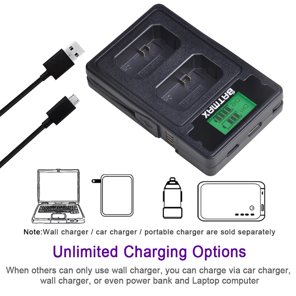 NP-FW50 NPFW50 lcd USB двойное зарядное устройство с usb-кабелем и портом type C для sony A3000 A5000 A5100 A6000 A33 A55 A7R ENX6 ENX5 ENX75T