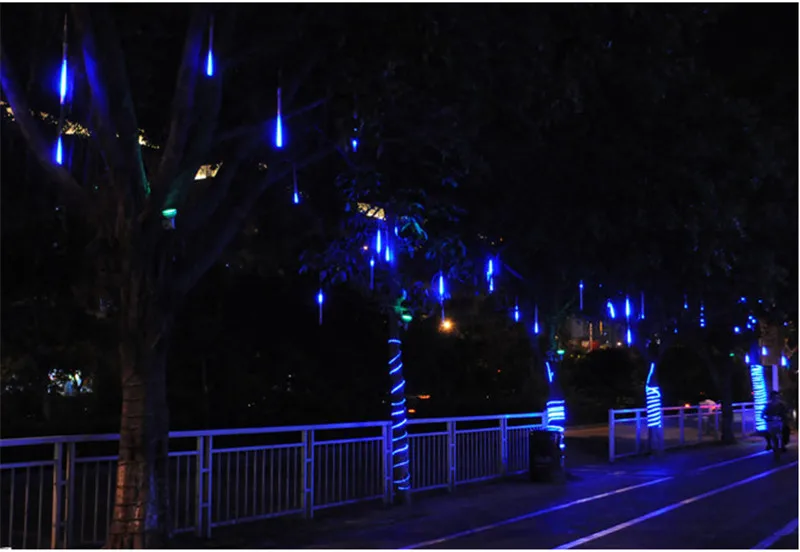 Многоцветный 50 см светодиодный светильник-гирлянда, Рождественский светильник, метеоритный дождь, падающая звезда, капля дождя, сосулька, уличная гирлянда, светодиодный, Рождественский