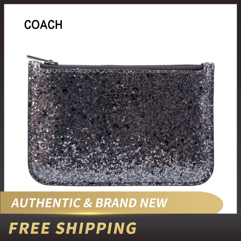 

Coach Graphite Glitter Zip Card Case 38921 wallet