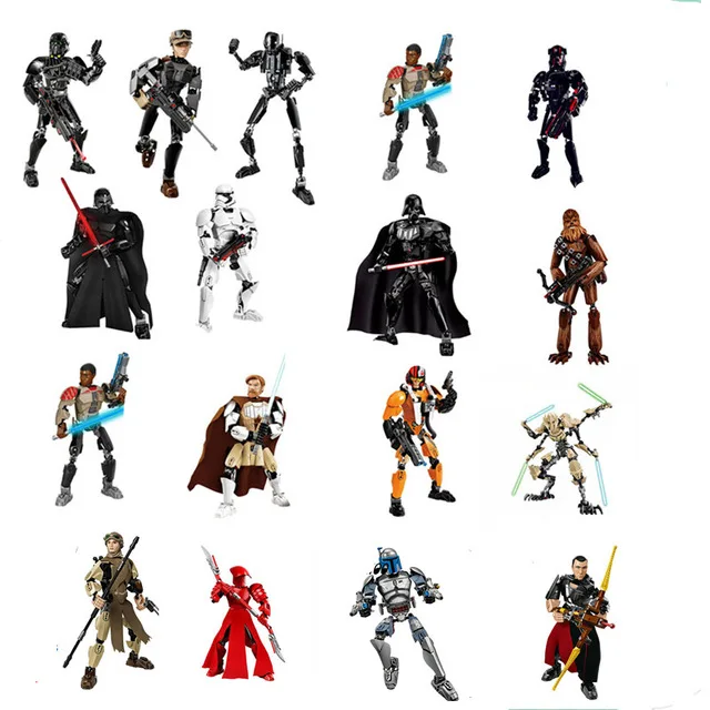 StarWars The Last Jedi Toys Darth Vader General Grievous Boba Fett Chewbacca Luke Skywalk Figure building blocks for children StarWars The Last Jedi Toys Darth Vader General Grievous Boba Fett Chewbacca Luke Skywalk Figure building blocks for children