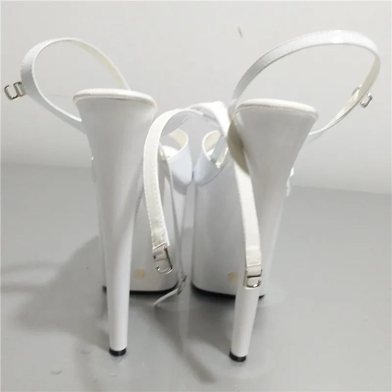 Sexy High Platform Lined Sandal 8 Inch Heel White bride wedding dress sexy ultra high thin heels 20cm sandals women's Dance Shoe