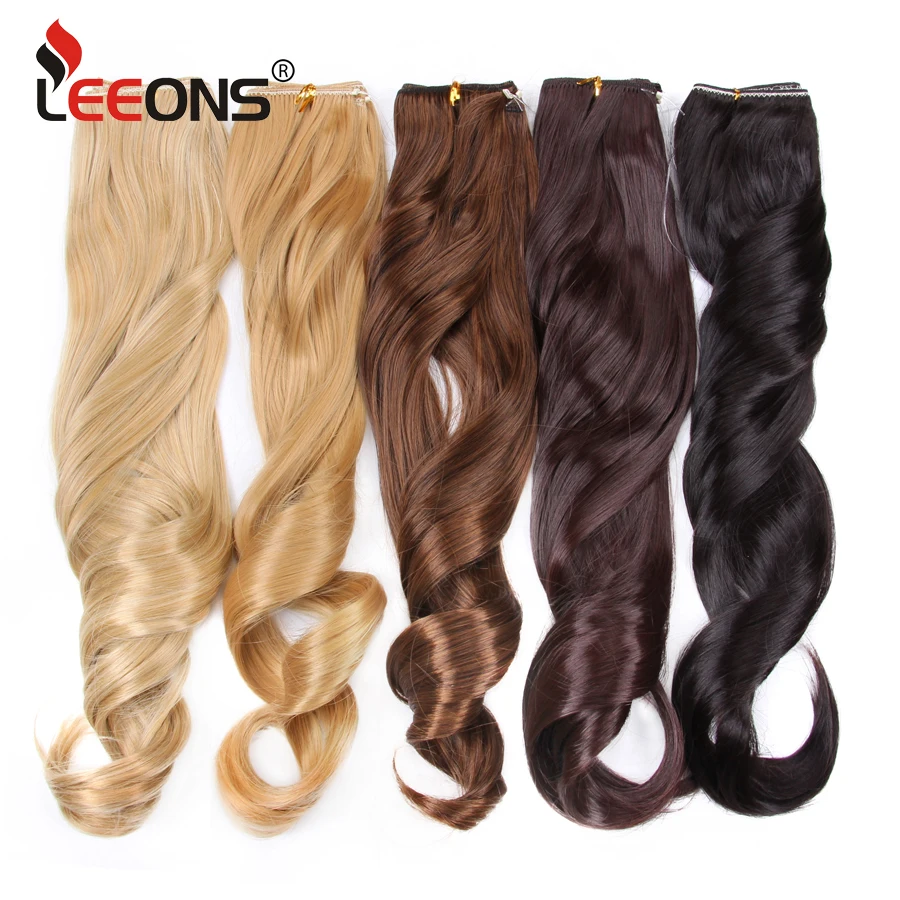Leeons Synthetic Straight Hair Extension Clip In One Pieces Hairpieces Red Hair Ombre Fake Hair Pieces Red Pink Blue Green