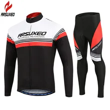 ARSUXEO Men's Long Sleeve Cycling Clothing Set 2018 Pro Team MTB Bike Wear Ropa Ciclismo Bicycle Jersey Sets Cycling Uniform arsuxeo tight running clothes cycling long sleeve jersey set wicking ciclismo ropa mtb clothing fitness long jersey sets for men