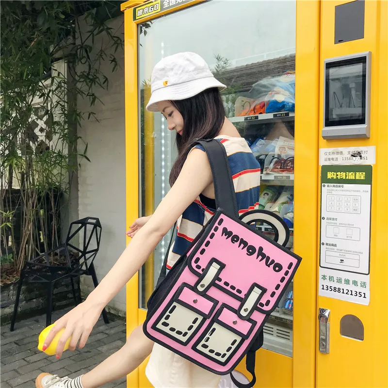 Menghuo 3D Anime Bag Cartoon Women Backpack School Bag 3D Style Canvas 2D Travel Drawing Book Mochila for Teenagers Girl Mochila (54)