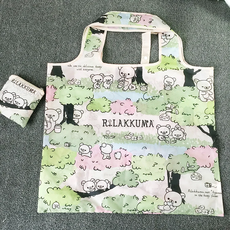 Милый мультфильм Rilakkuma Медведь Уши большие складные многоразовые хозяйственные сумки складной эко шоппер сумка большая продуктовая сумка