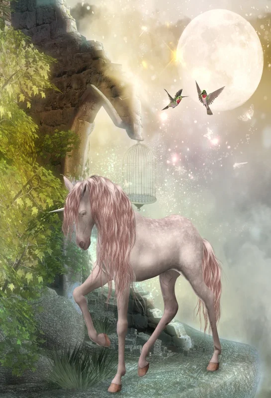 

Laeacco Dreamlike Unicorn Bird Moon Light Bokeh Baby Party Photo Backgrounds Customized Photography Backdrops For Photo Studio