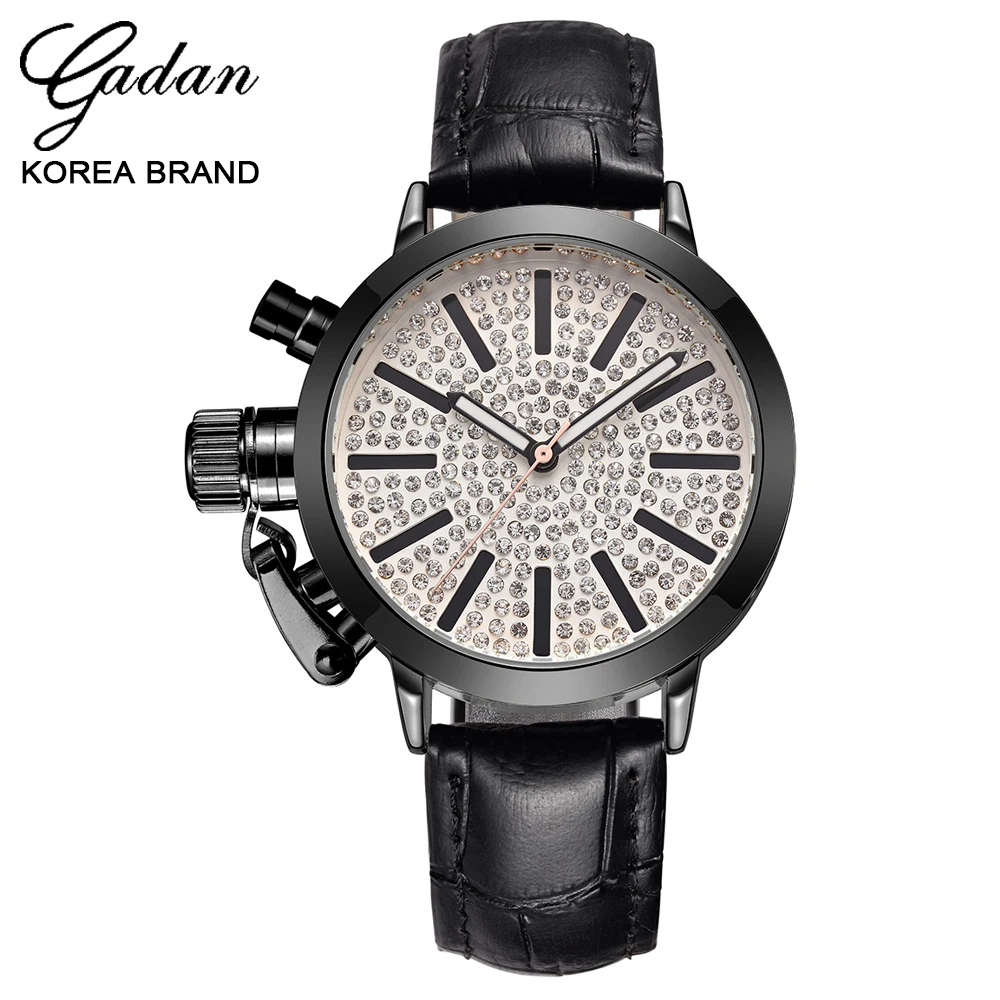 

Unique super bright shining full drill surface according to the single layer of leather strap seiko quartz movement fashion lady