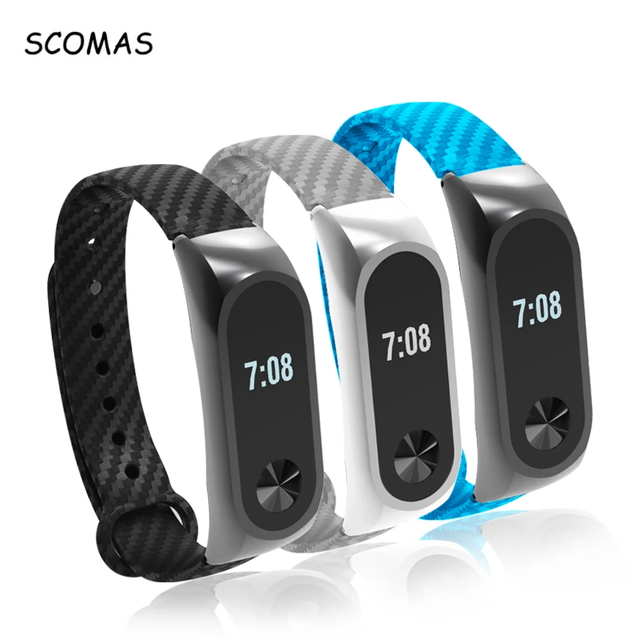 

SCOMAS Carbon Fiber Strap For Mi Band 2 Replacement Watch Band Light Breathable Bracelet For Xiaomi Mi Band 2