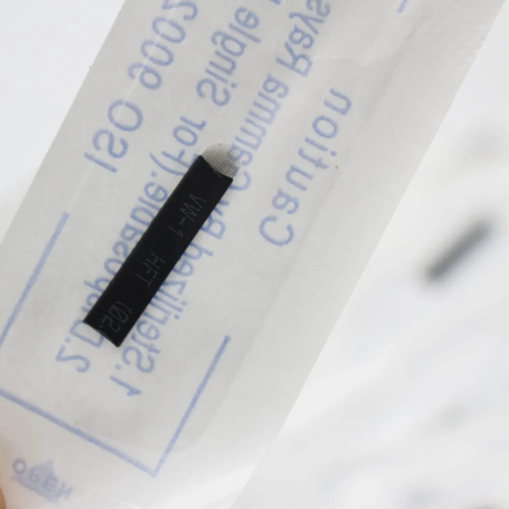 

100 Pcs Black 18 Needles U Shape Microblading Needle Permanent Makeup Eyebrow Tattoo Manual Blade 3D Eyebrow Tattoo Microblading