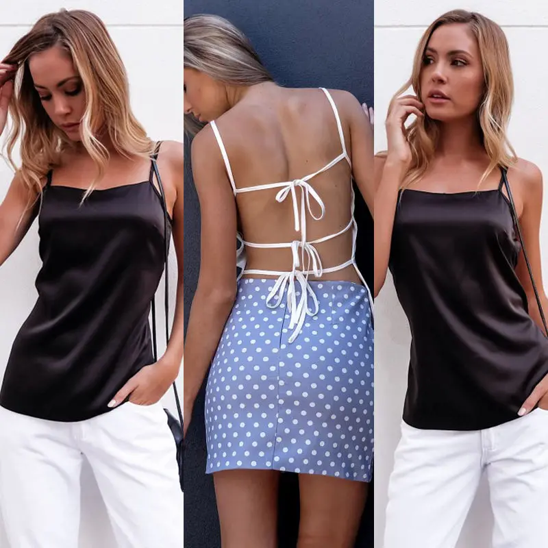 Женский топ на бретельках hirigin белый/черный с бантом летняя мода|black tank|cropped