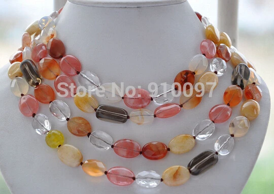 

free shipping HH##17MM carve ellipse faceted red agate crystal opal jade necklace 70inch