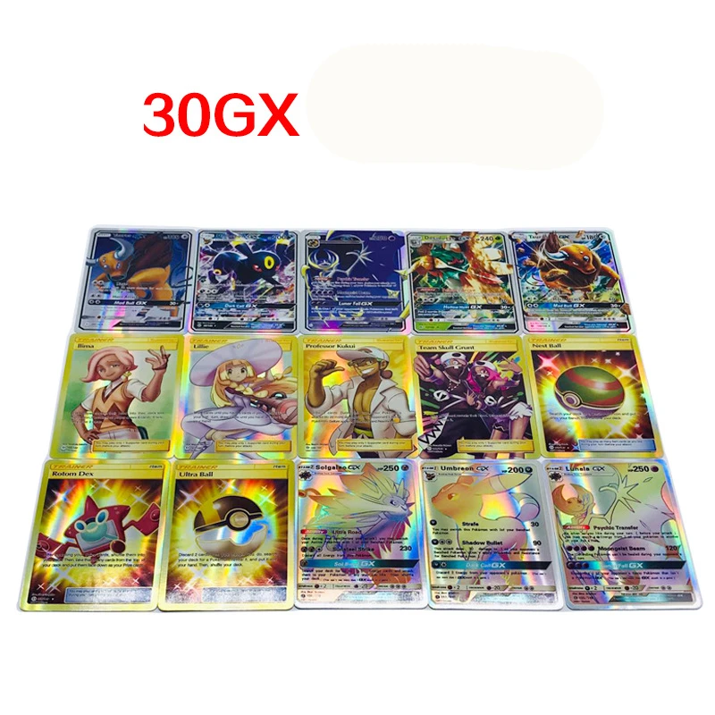 30 шт. 55 г Новая Коллекция игр GX бумажные карты для забавные подарки детская игрушка Пикачу