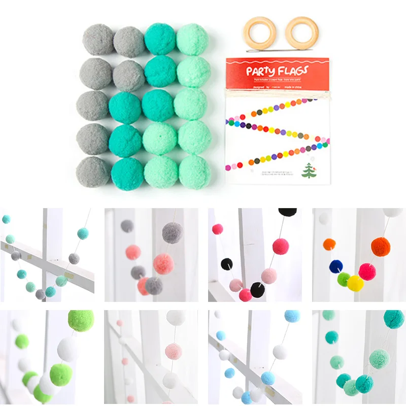 

DIY Handmade Colored Pom Pom Ball Baby Kids Tent Room Ball. Macaron Ball Decor For Girls Room