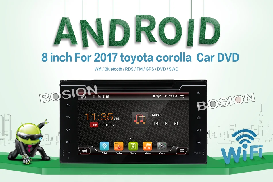 Flash Deal 8" 2 Din Android 7.1 car dvd radio autoradio gps navigation Radio Steering wheel controls For Toyota corolla 2016~2017 0
