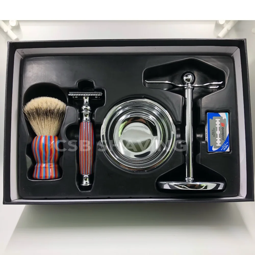 

CSB Silvertip Badger Hair Shaving Brush Gift Set with 10PCS Blades