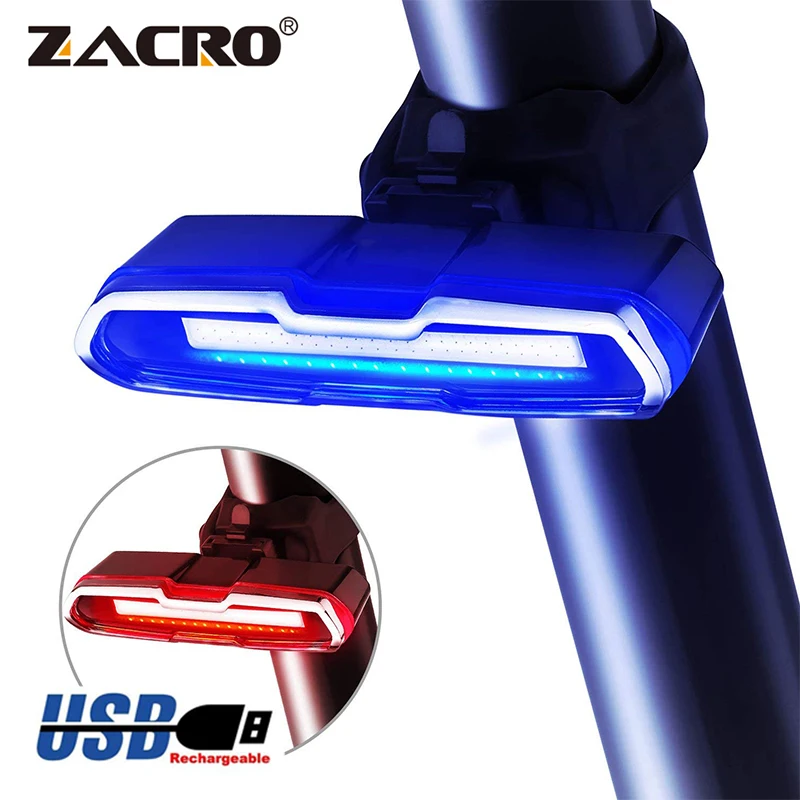 

Zacro Bike Taillight USB Led Bicycle Blue Red Dual Color Temperture Waterproof Cycling Light with Memory Function