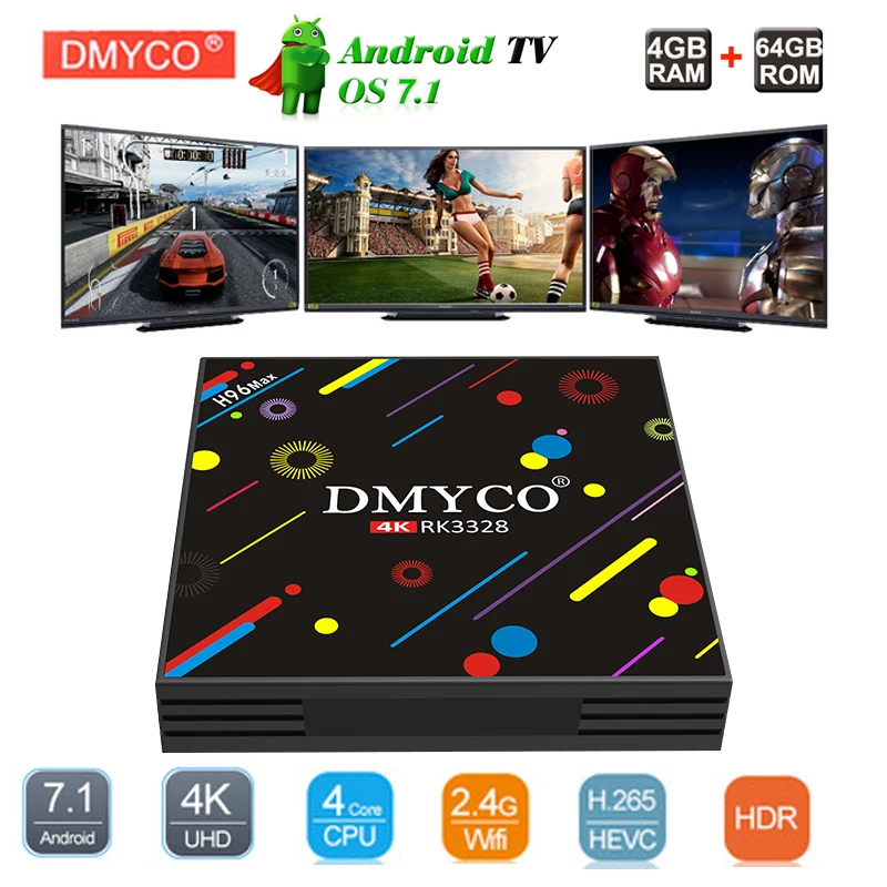 

H96 MAX Smart TV Box Android 7.1 4GB RAM 64GB ROM RK3328 Quad-Core 64bit Ultra HD H.265 Smart TV Box USB 3.0 Media Player