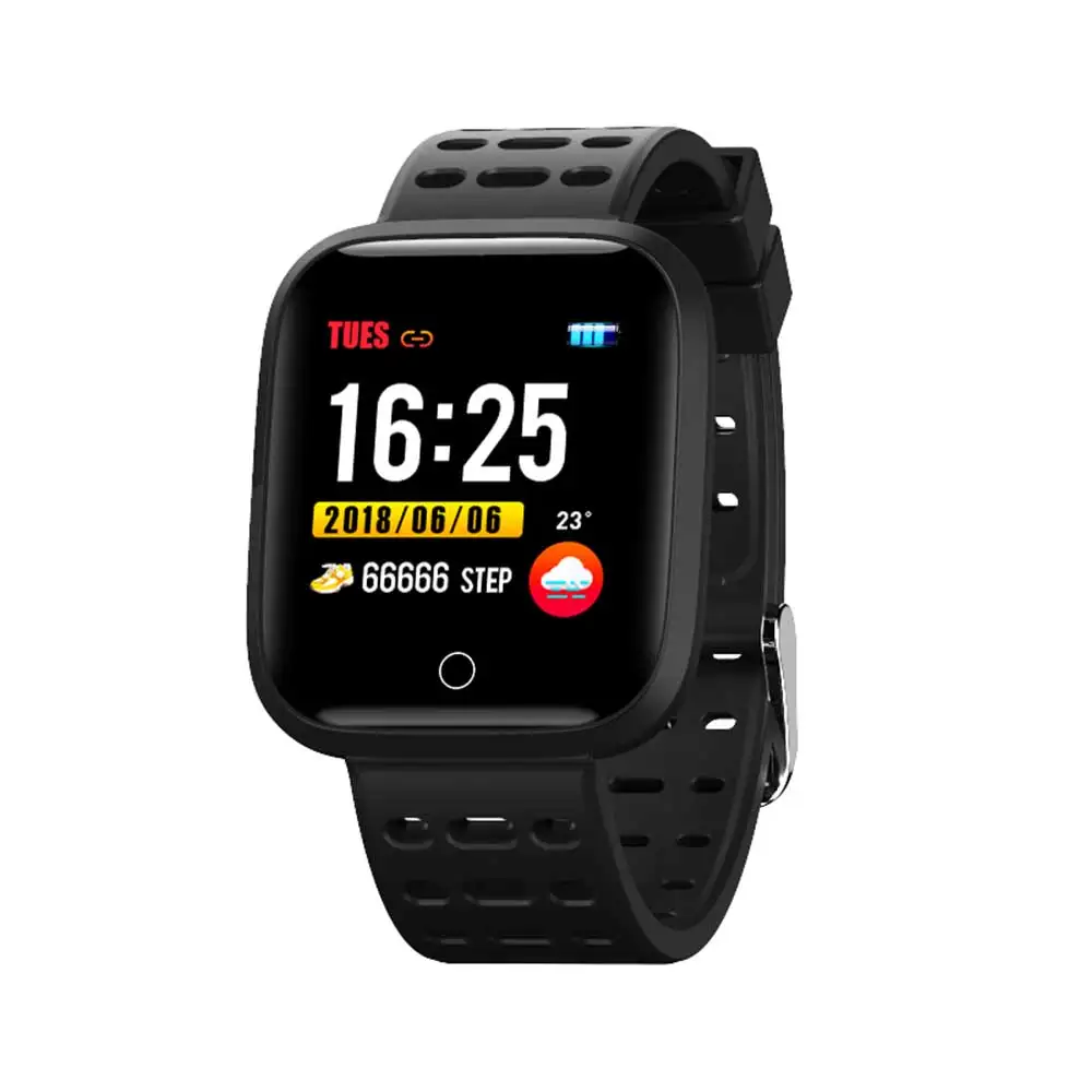 Bluetooth RH95 Смарт-часы P68 180mA Шагомер фитнес-браслет трекер пульсометр кровяное давление Для ios8.0 Android4.4 - Цвет: Черный