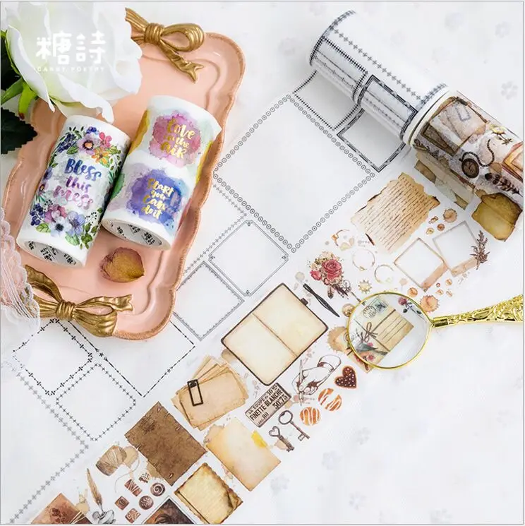 

80mm Vintage Letter Paper Retro Memo Note Forest Garland Watercolor Mood Decorative Planner Washi Tape Scrapbooking Masking Tape