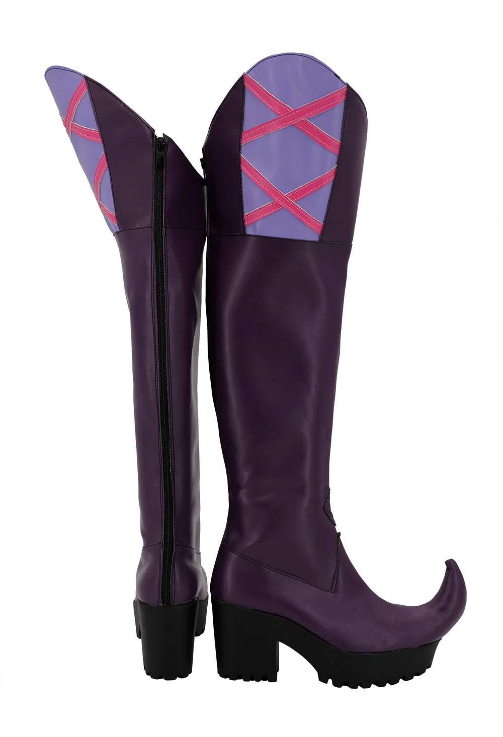 Honkai Impact 2 Sin Mal Cosplay Boots Purple High Heel Shoes Custom Made Any Size (3)