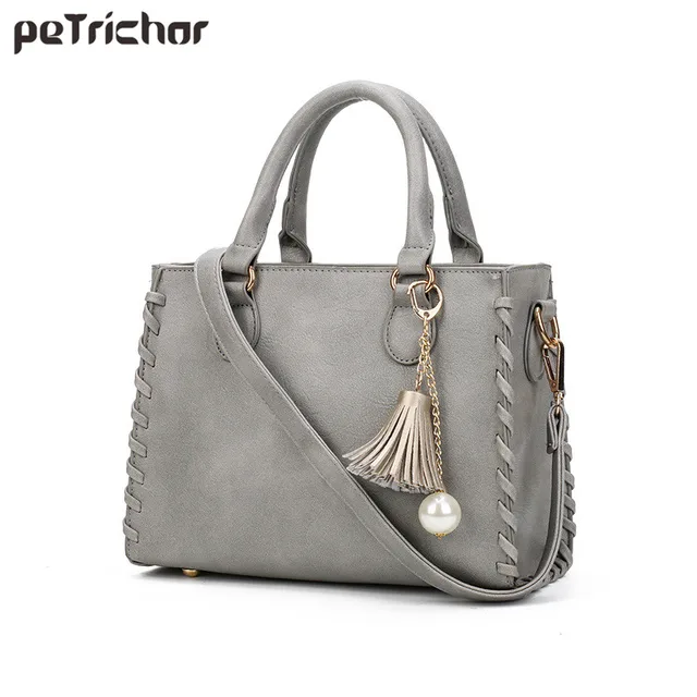 Best Price Hand Bag Gray Women Nubuck Leather Handbags Tassel Vintage Bags Retro 2017 Shoulder For Girls Day Bag Ladies Handbag Brands Tote
