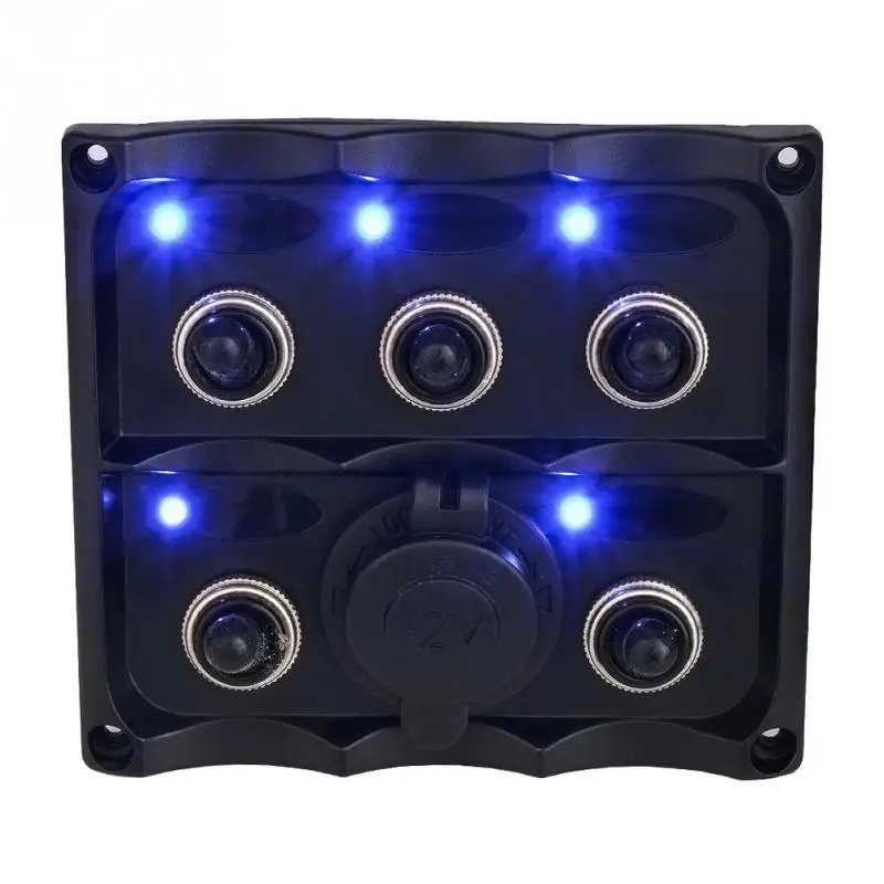 

High Quality Waterproof Marine Switch Panel 6 Gang Switch Panel Splashproof Toggle LED Back Indicator Light 12/24 Volt