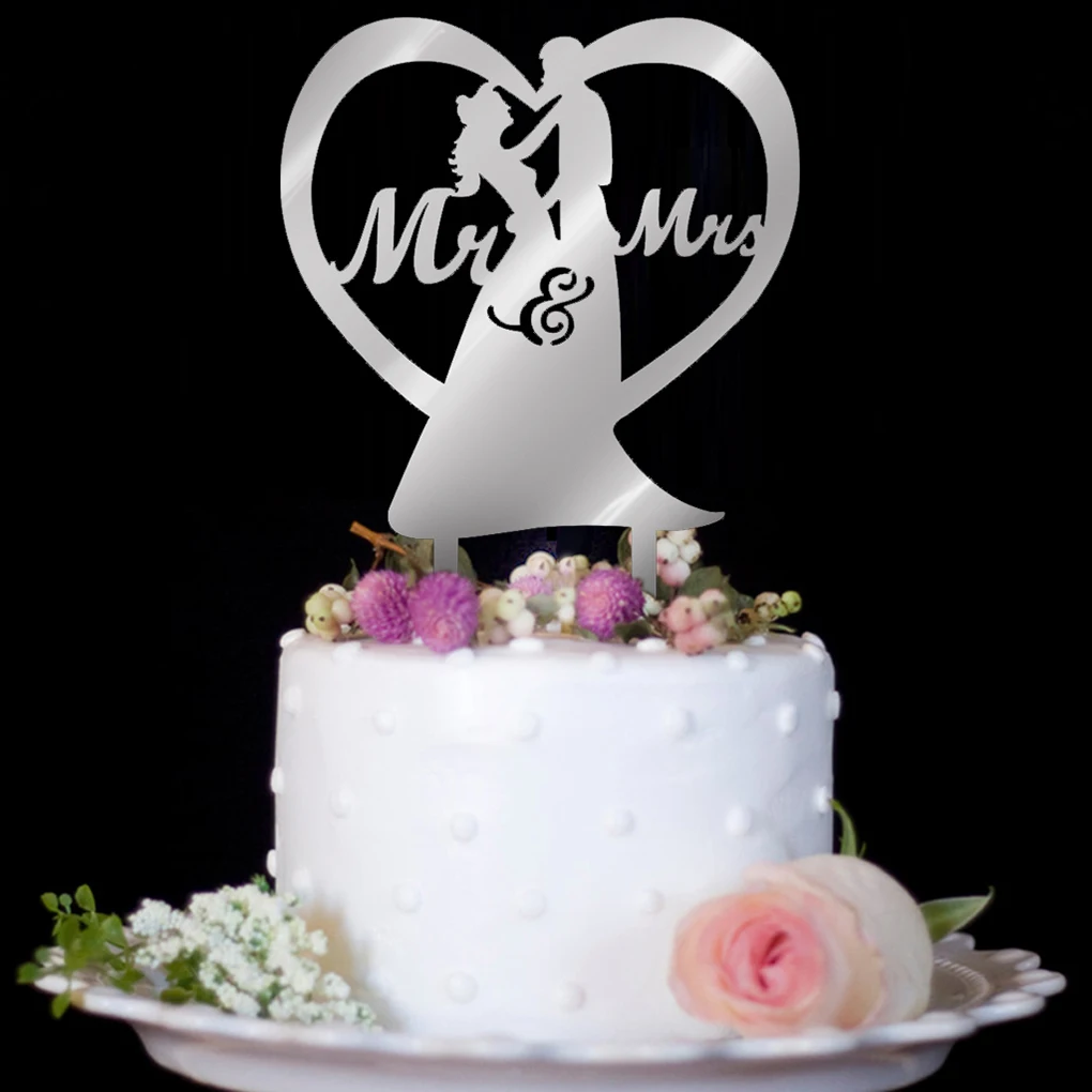 

2020 Romantic Acrylic Cake Topper Mr Mrs Hollow Cake Accessory Wedding Cake Topper Decoration Party Supplies