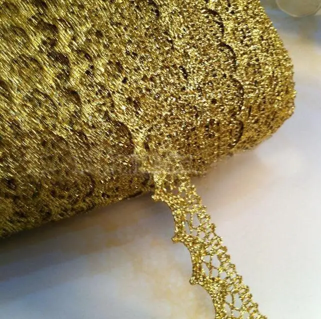 

Wholesale! New arrival 1.5Cm/15mm wide 20m/lot golden color beautiful lace trim ribbons diy craft lace trim W037