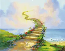 Handarbeiten, Für Stickerei, DIY DMC Himmel Straßen Scenic 14ct Unprinte kreuzstich kits, Kunst Muster sets Kreuzstich decor
