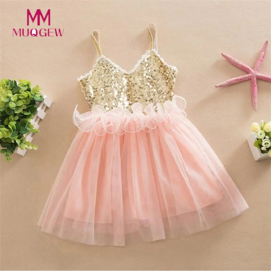 

Kids Girls Dress 2018 New Summer Princess Sequins Toddler Tulle Lace Tutu Slip Dress Children Summer Clothes Baby Girls Dress