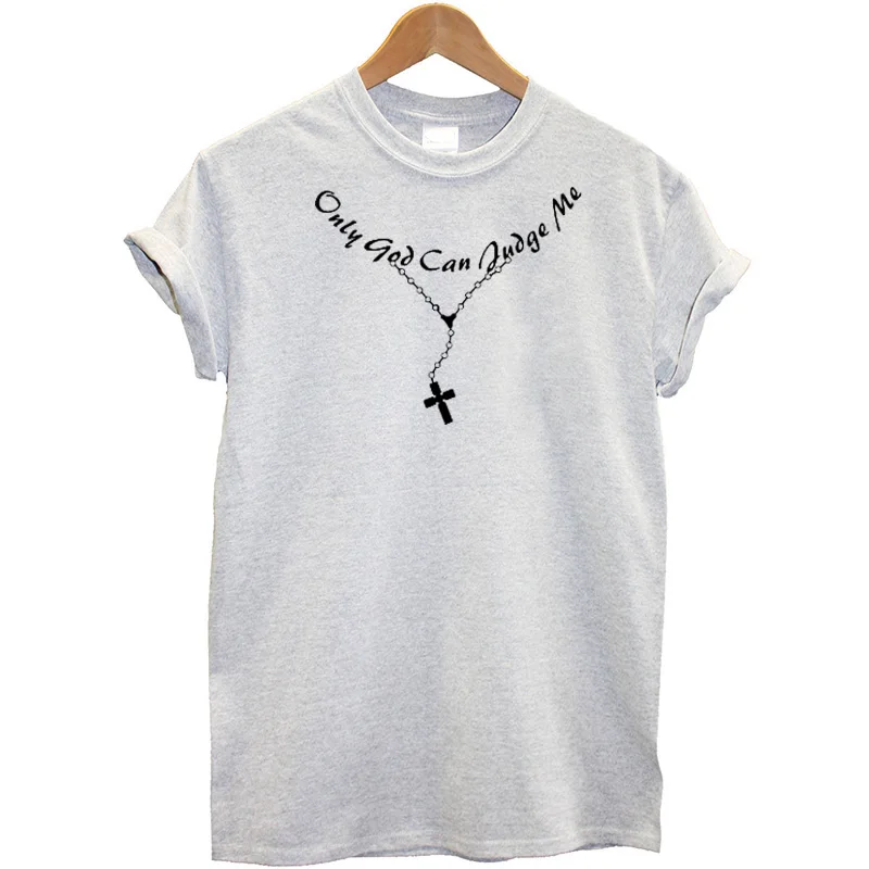 Футболка с принтом "Только Бог может осуждать меня", женские забавные летние топы с рисунком, модные женские хипстерские футболки, фирменная футболка в христианском стиле